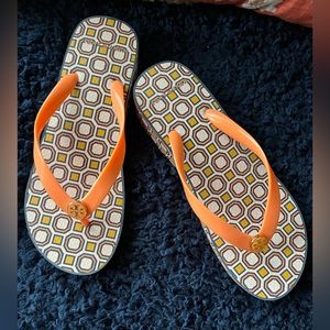 Tory Burch Cut-out Wedge Flip Flops. Size 8